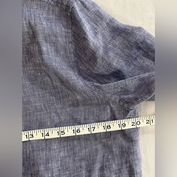 Chicos No Iron. 100% Linen Chambray Blue Shirt Top 3/4 Sleeves Size 1/10 - Picture 9 of 13